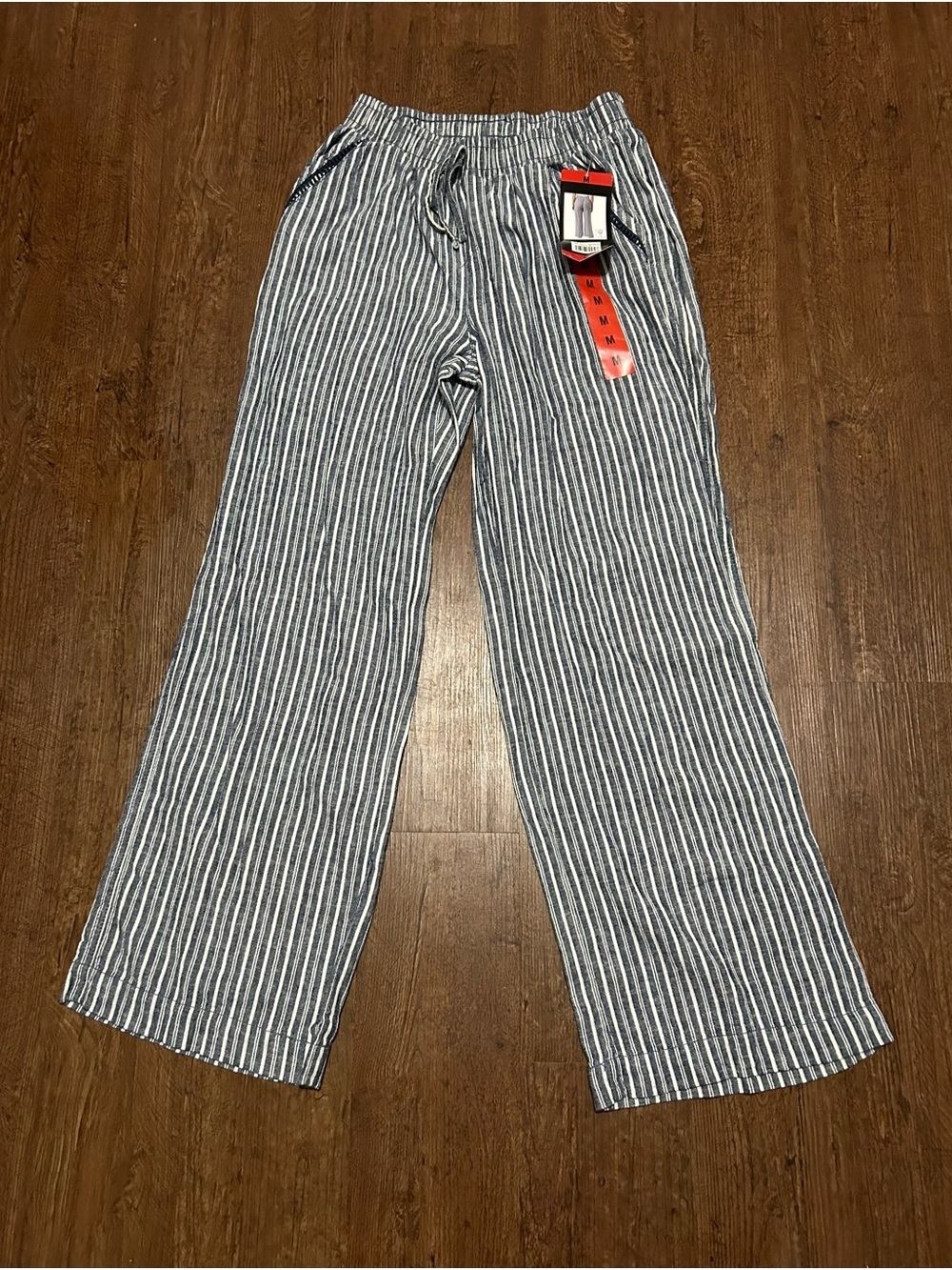 Briggs New York Navy and White Striped Wide Leg Pants (inseam 29”)